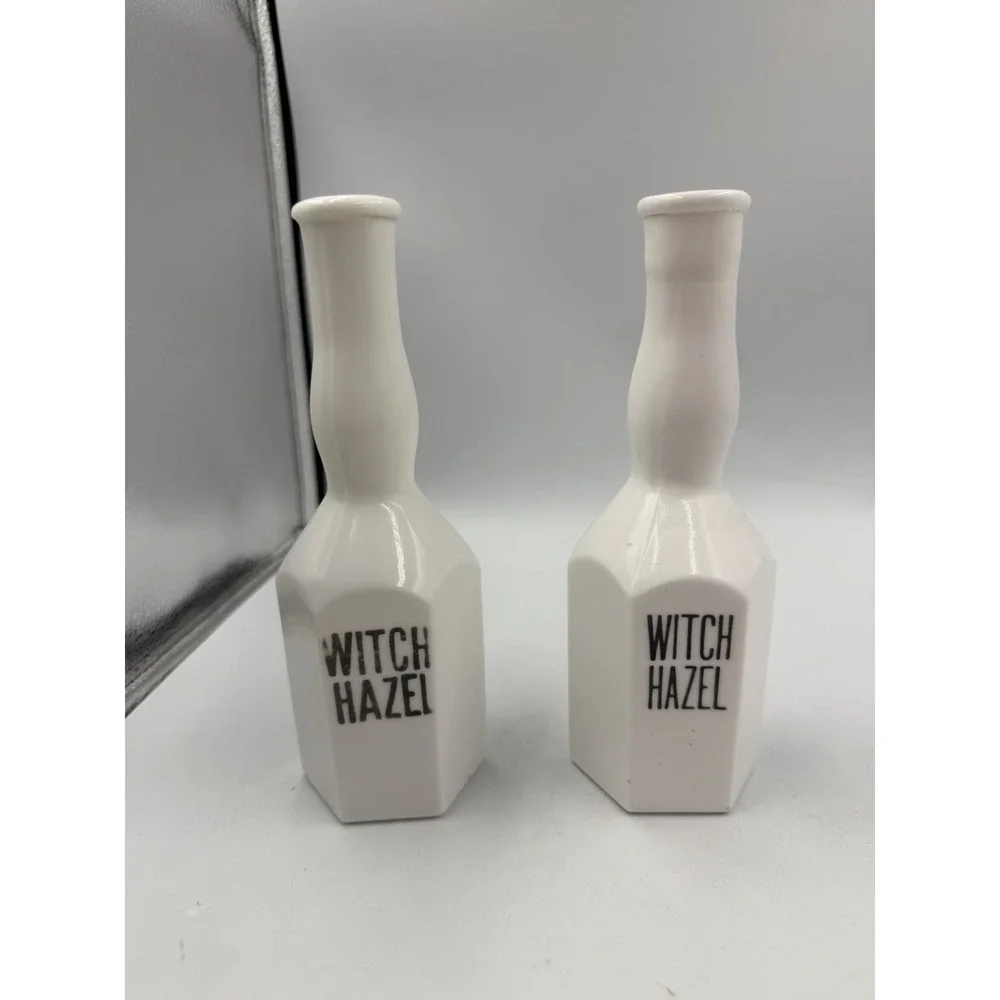 Antique Vintage Lot Of 2 Barber's Bottle Marked 'Witch Hazel' Bottles No Chips